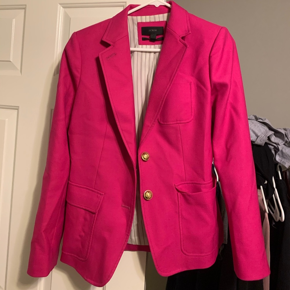 pink j crew blazer